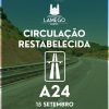 Circulação restabelecida na A24 no sentido norte/sul